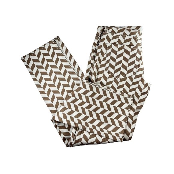 Pacsun Jeans Low Rise Brown Chevron Straight Leg Slit Denim Pants Womens 24” - Picture 7 of 11